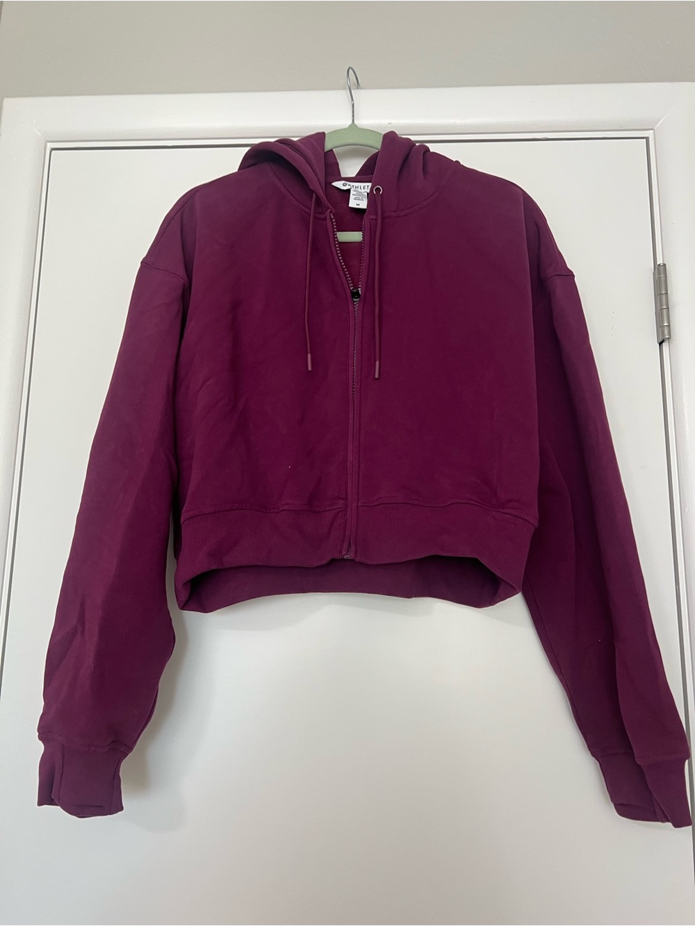 Athleta Cropped Zip Hoodie in Deep Plum